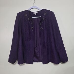 Dressbarn Deep Purple Women's Blazer with Floral Accents